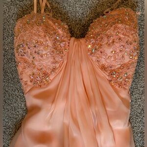 Peaches Peach Colored Floor Length Prom Dress